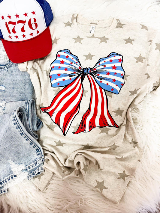 4th Of July Bow Tee