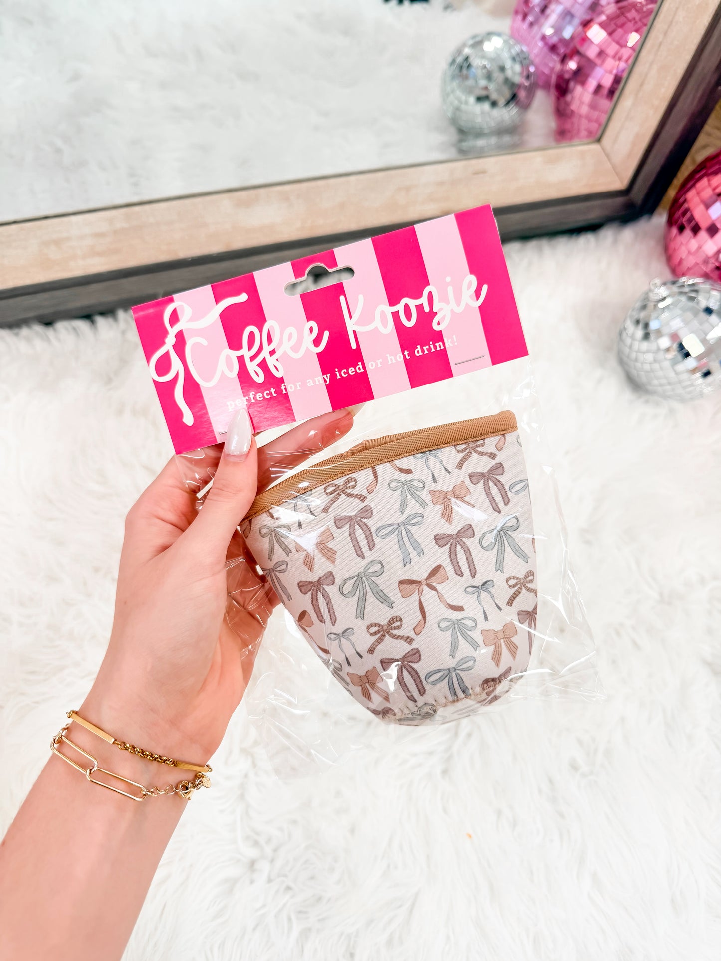 Neutral Bow Coffee Koozie