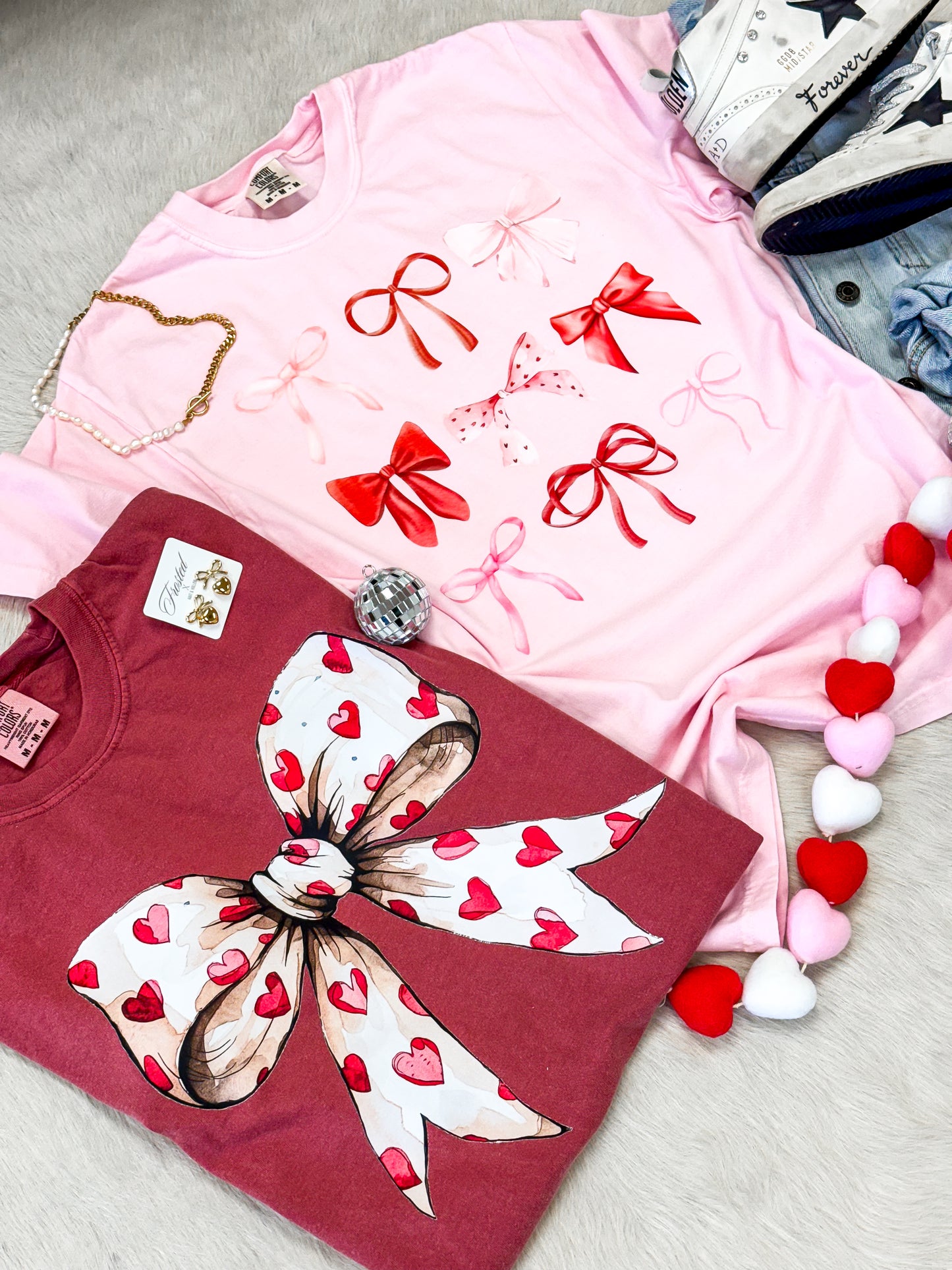 White Bow with Hearts Tee