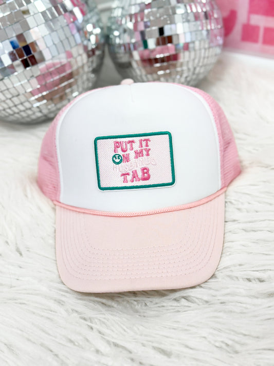 Put It On My Husband’s Tab Happy Face Trucker Hats