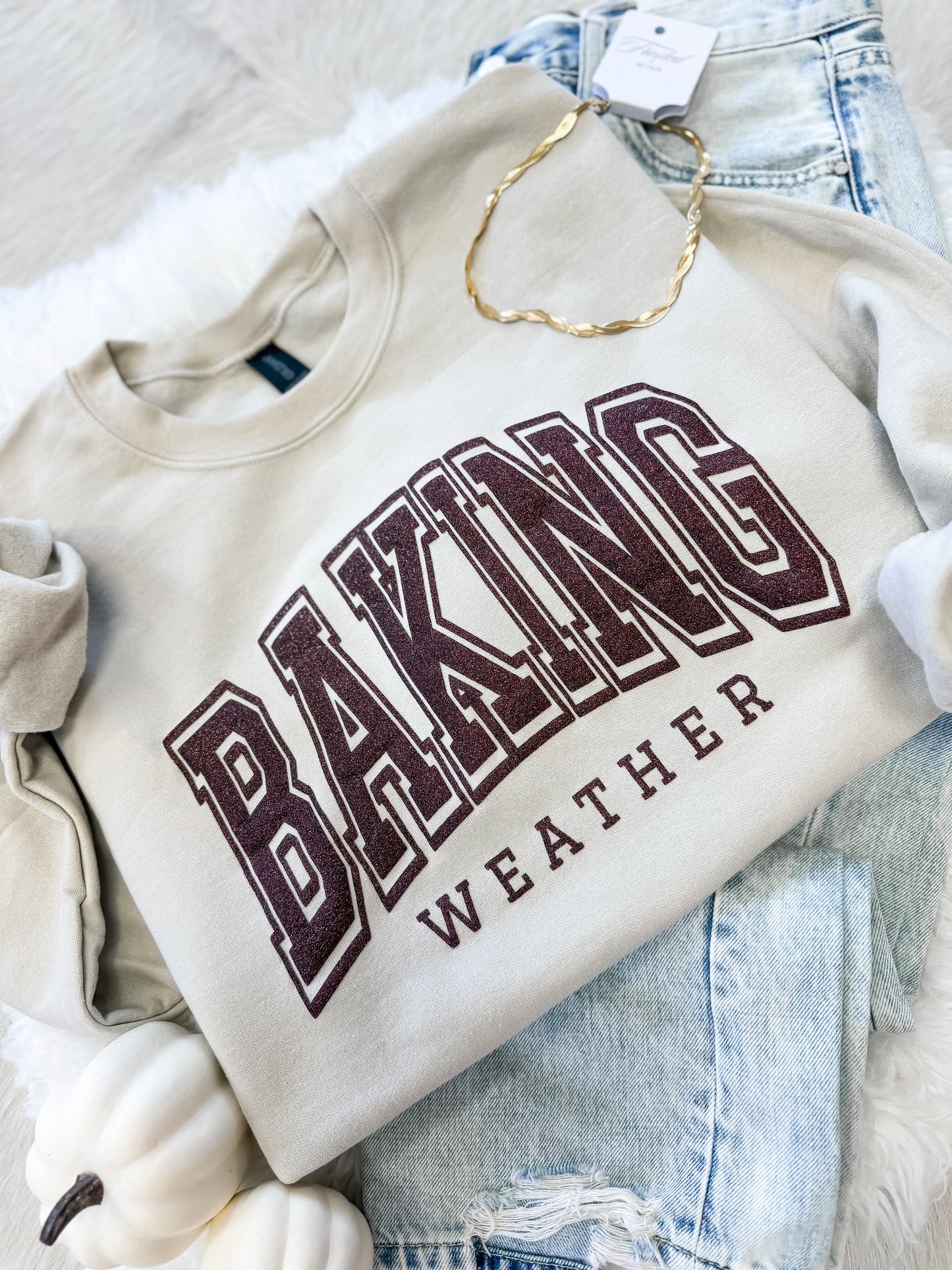 Baking Weather Puff Glitter Sweatshirt
