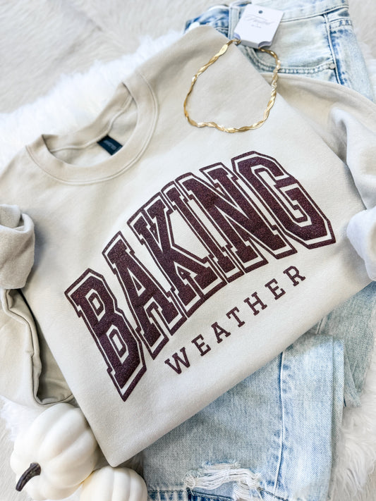 Baking Weather Puff Glitter Sweatshirt