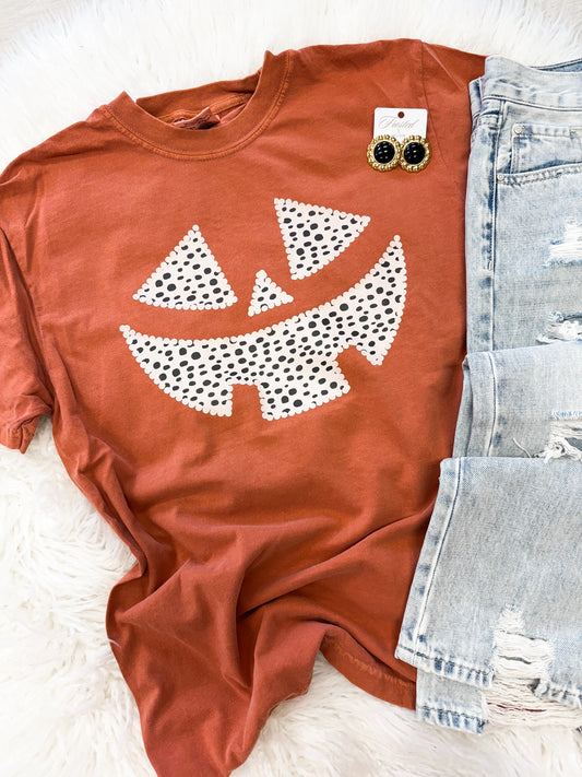 Polka Dot Pumpkin Face Tee
