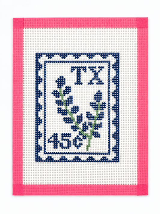 TX Bluebonnet Stamp Needlepoint Canvas
