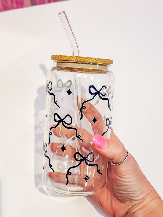 Black Bow Glass Coffee Cup