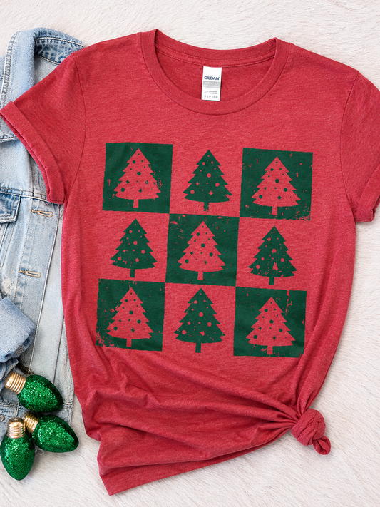 Christmas Tree Checkered Tee