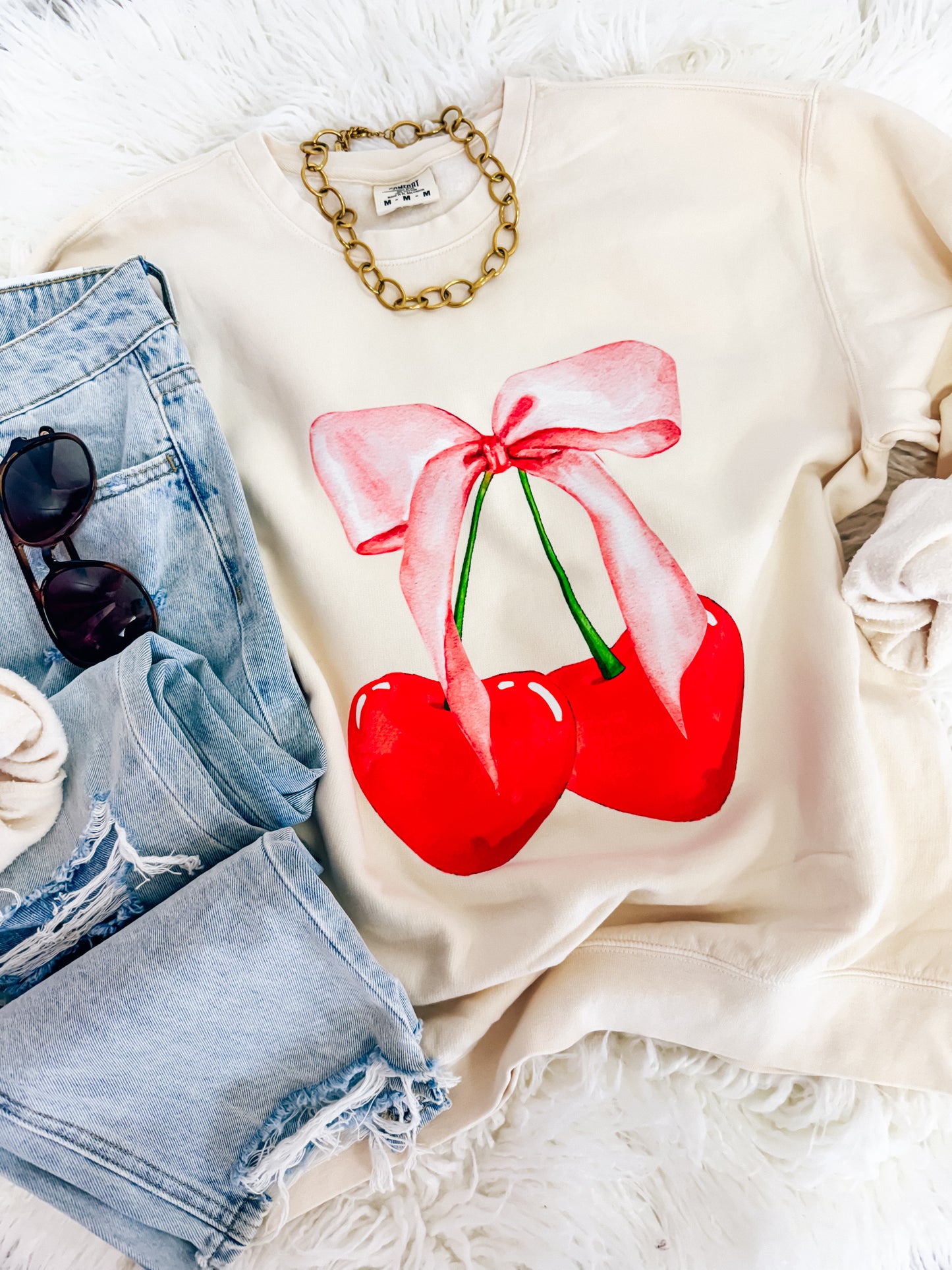 Heart Cherry Bow Sweatshirt