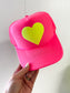 Neon Yellow Heart Trucker Hat