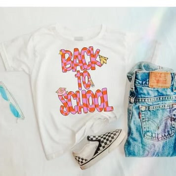 Back To School Pink Checkeded Youth Tee