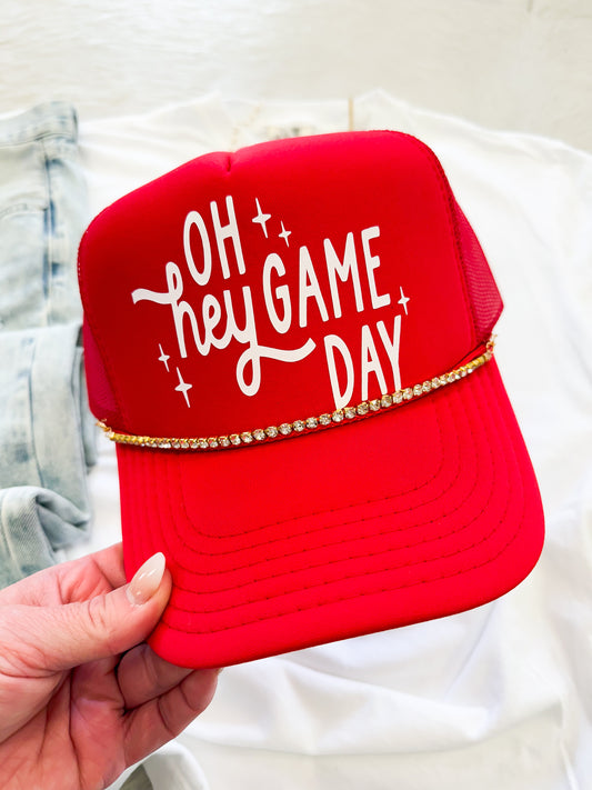 Oh Hey Game Day Trucker Hat with chain