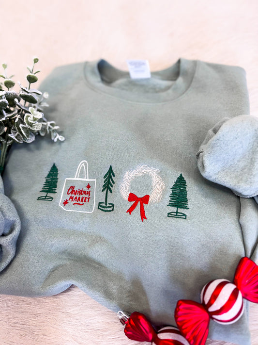 Christmas Market Embroidered Sweatshirt