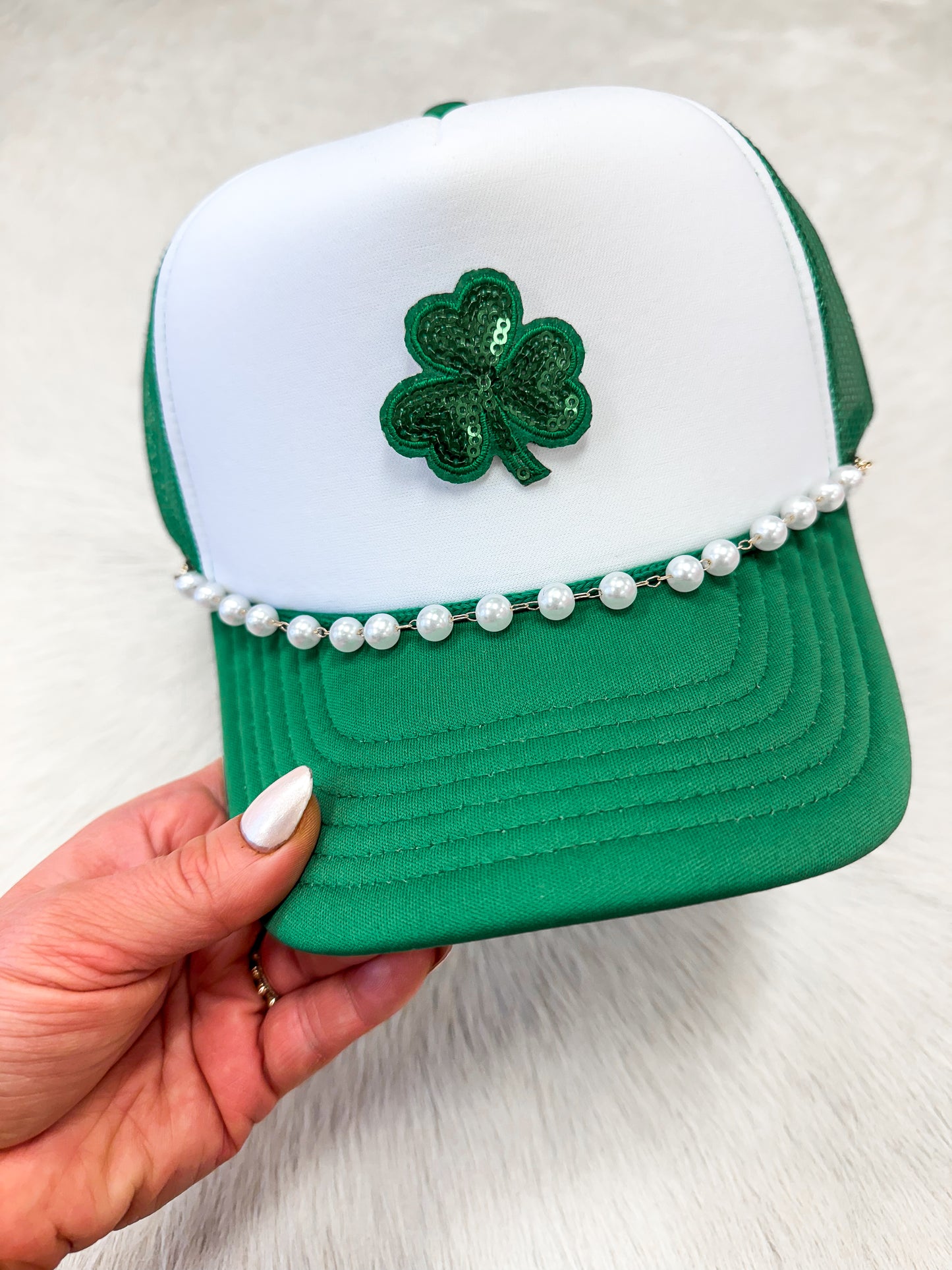 Sequin Clover Trucker