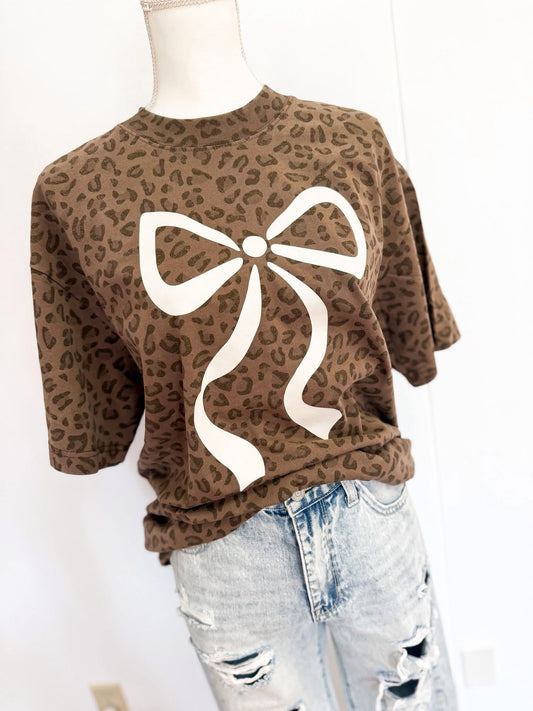 White Bow on New Cheetah Style Tee