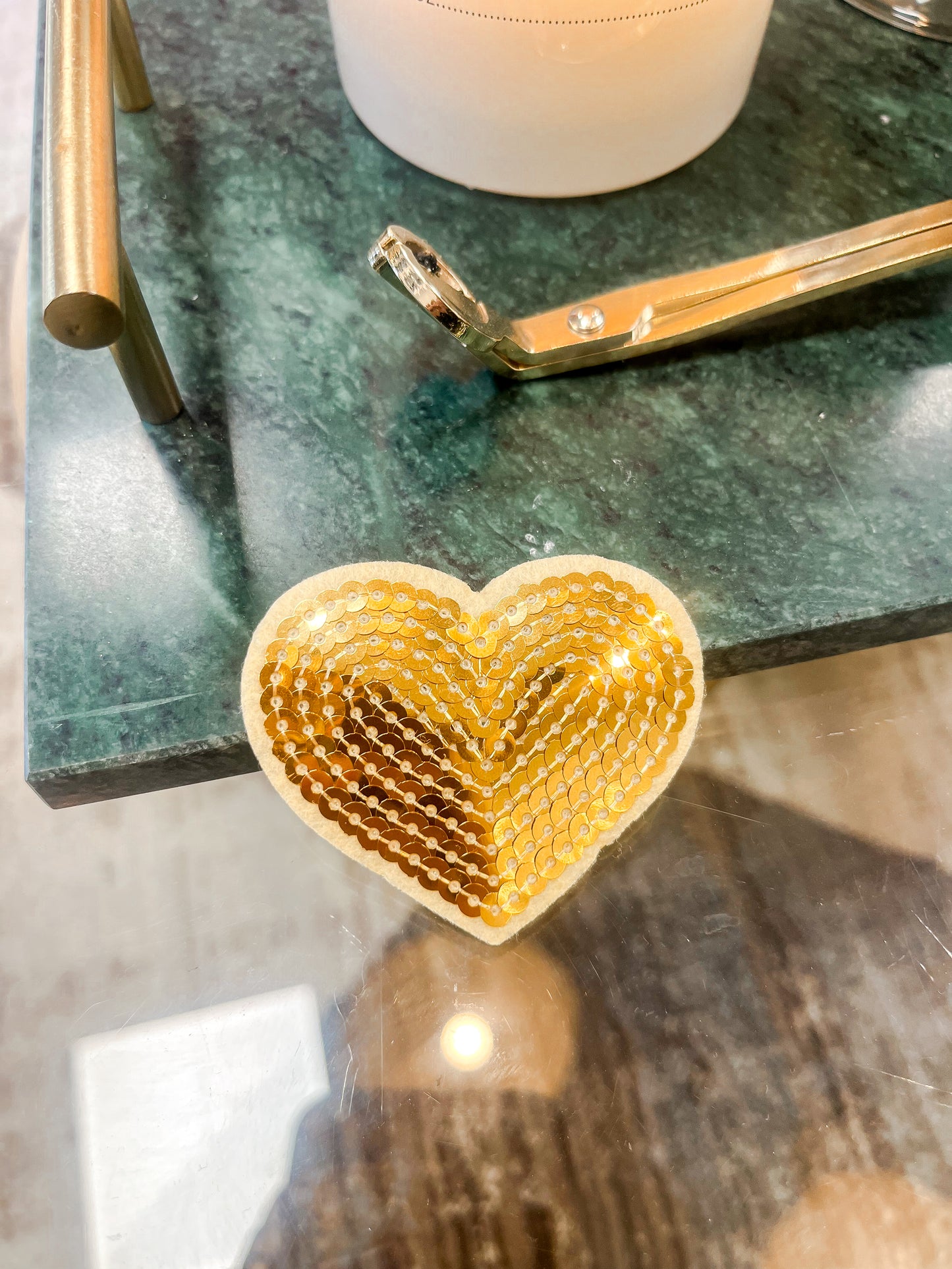 Gold Sequin Heart Patch
