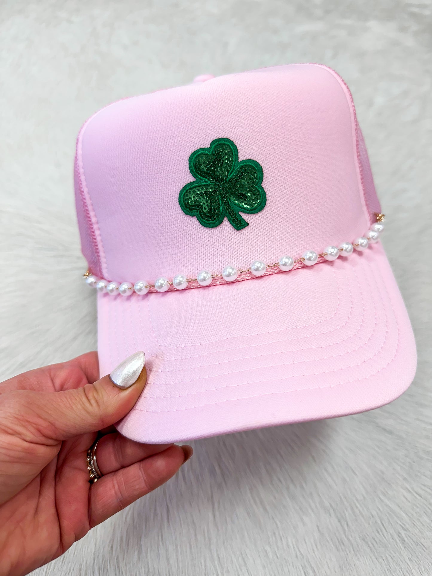 Sequin Clover Trucker