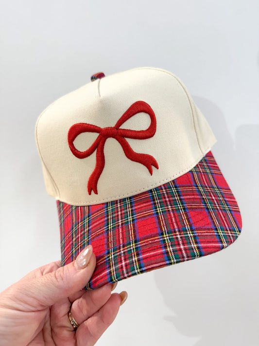 Christmas Plaid Bow Trucker Hat