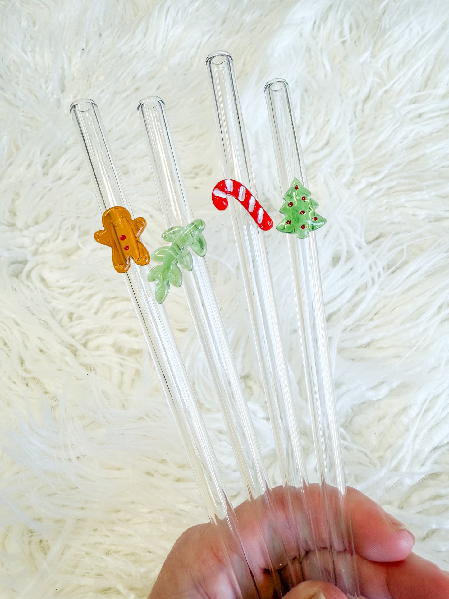 Christmas Glass Straw Set