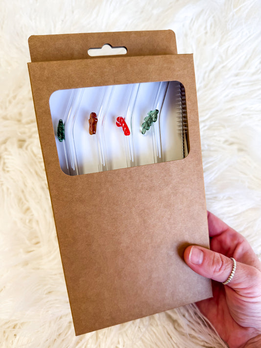 Christmas Glass Straw Set