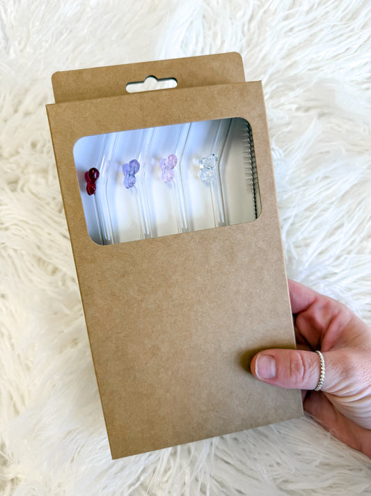 Bow Glass Straw Set