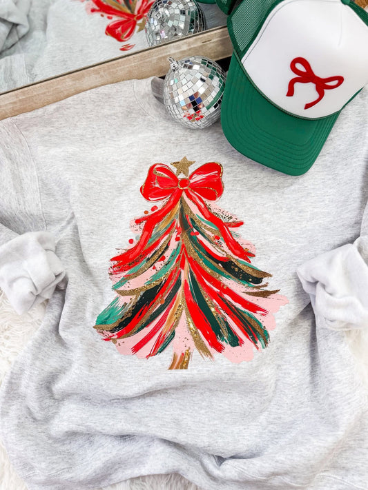Brush Stroke Christmas Tree Sweatshirt
