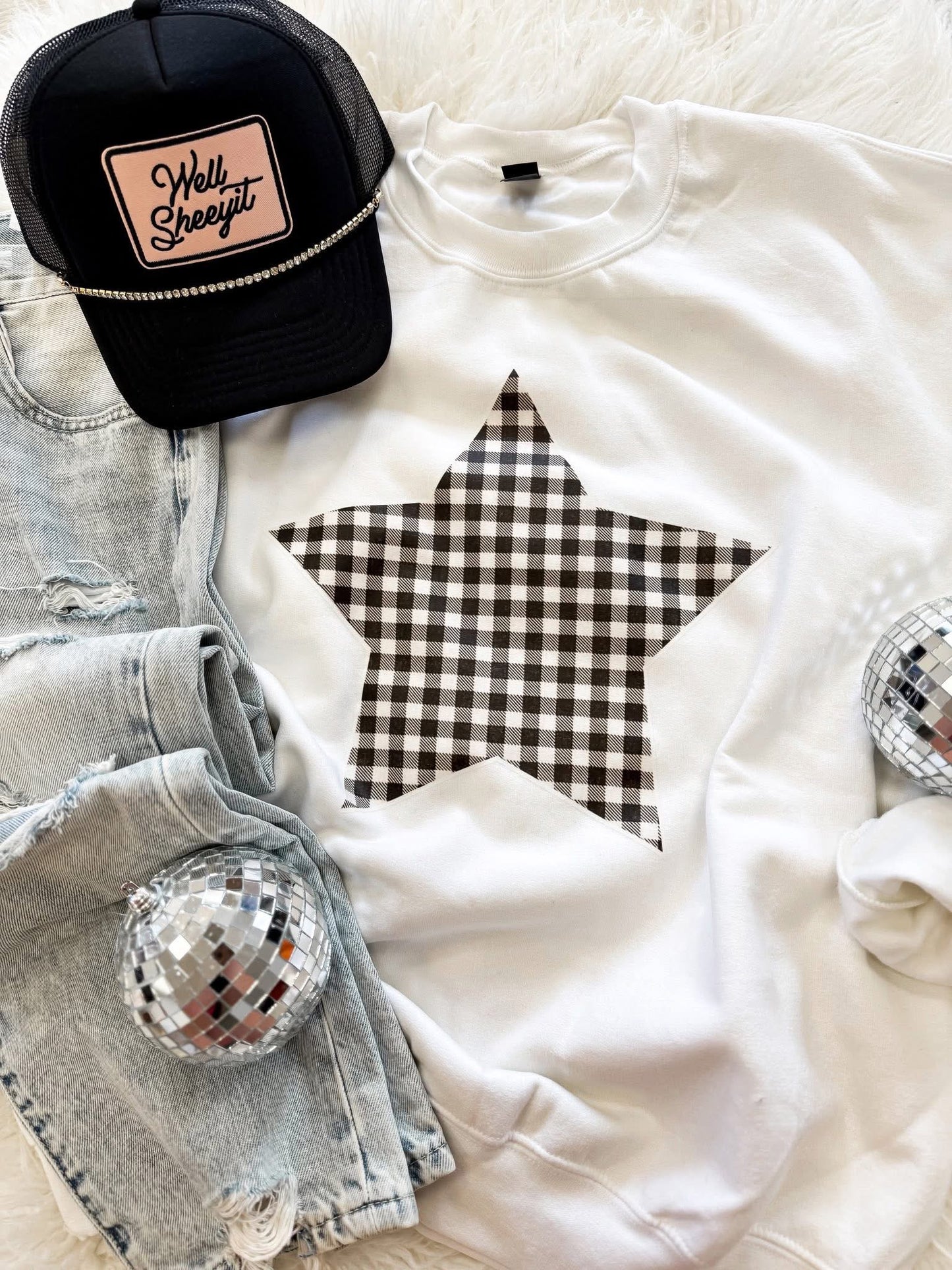 Gingham Star Pullover