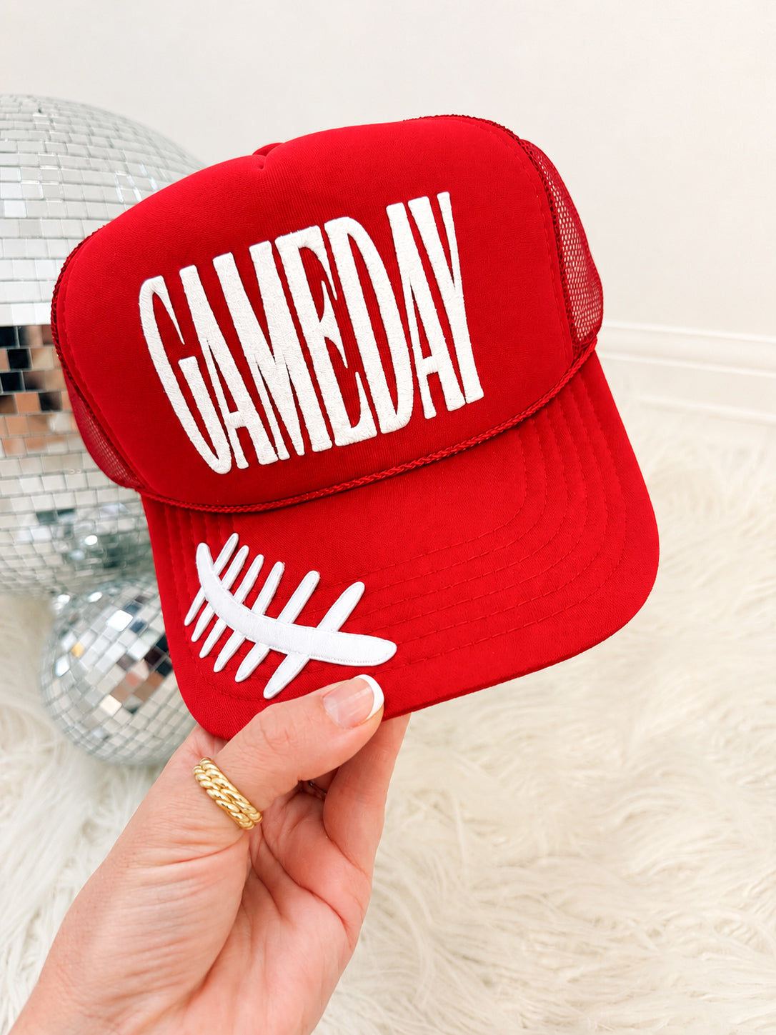 Game Day Football Stitch Trucker
