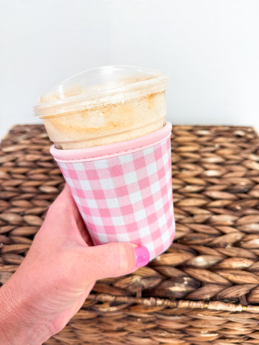 Pink Gingham Drink Sleeve Medium