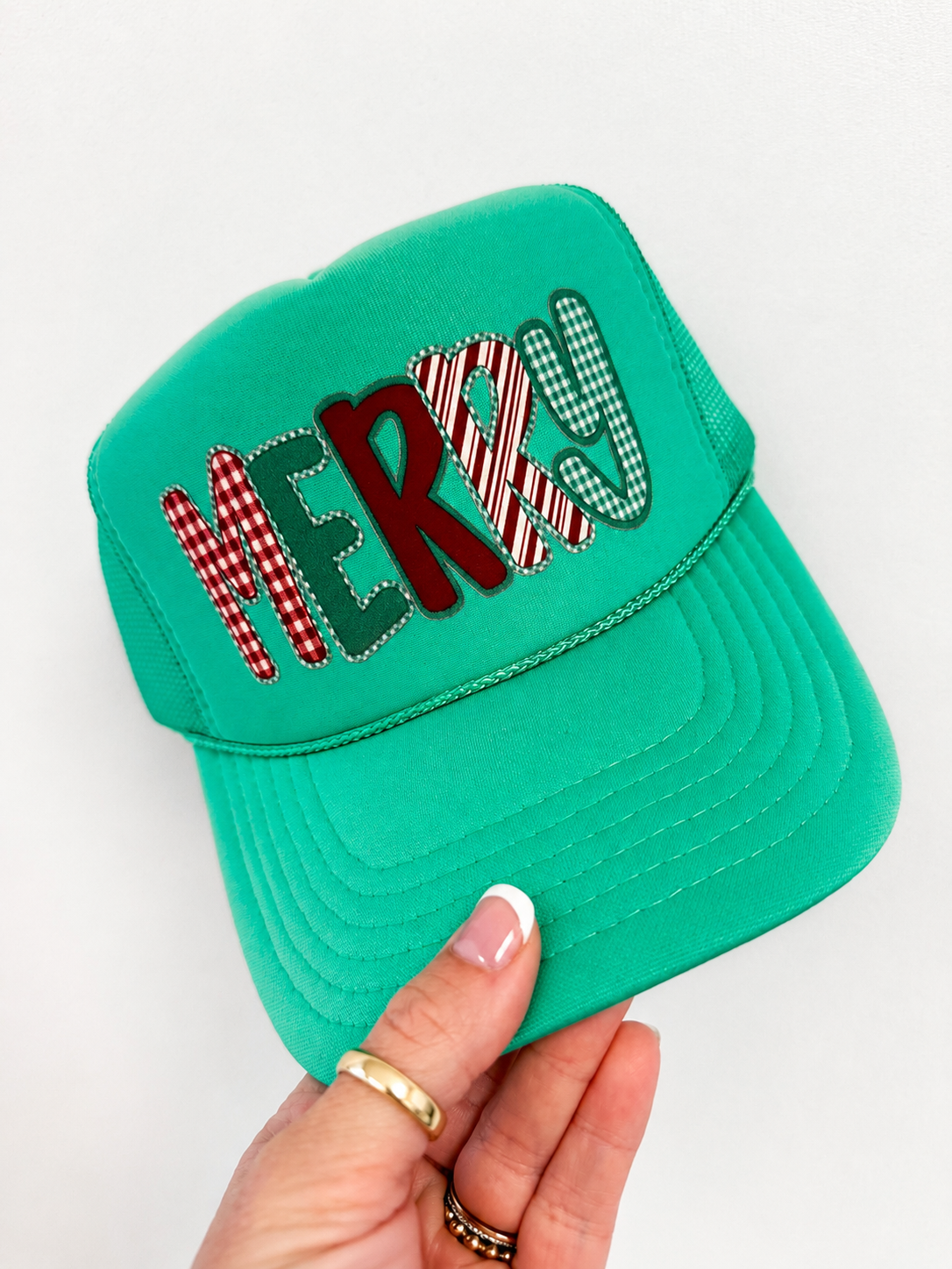 Merry Mixed Patch Trucker