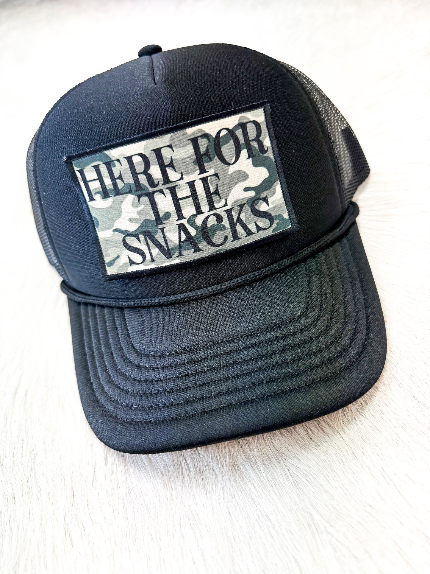 Here For The Snacks Trucker Hats
