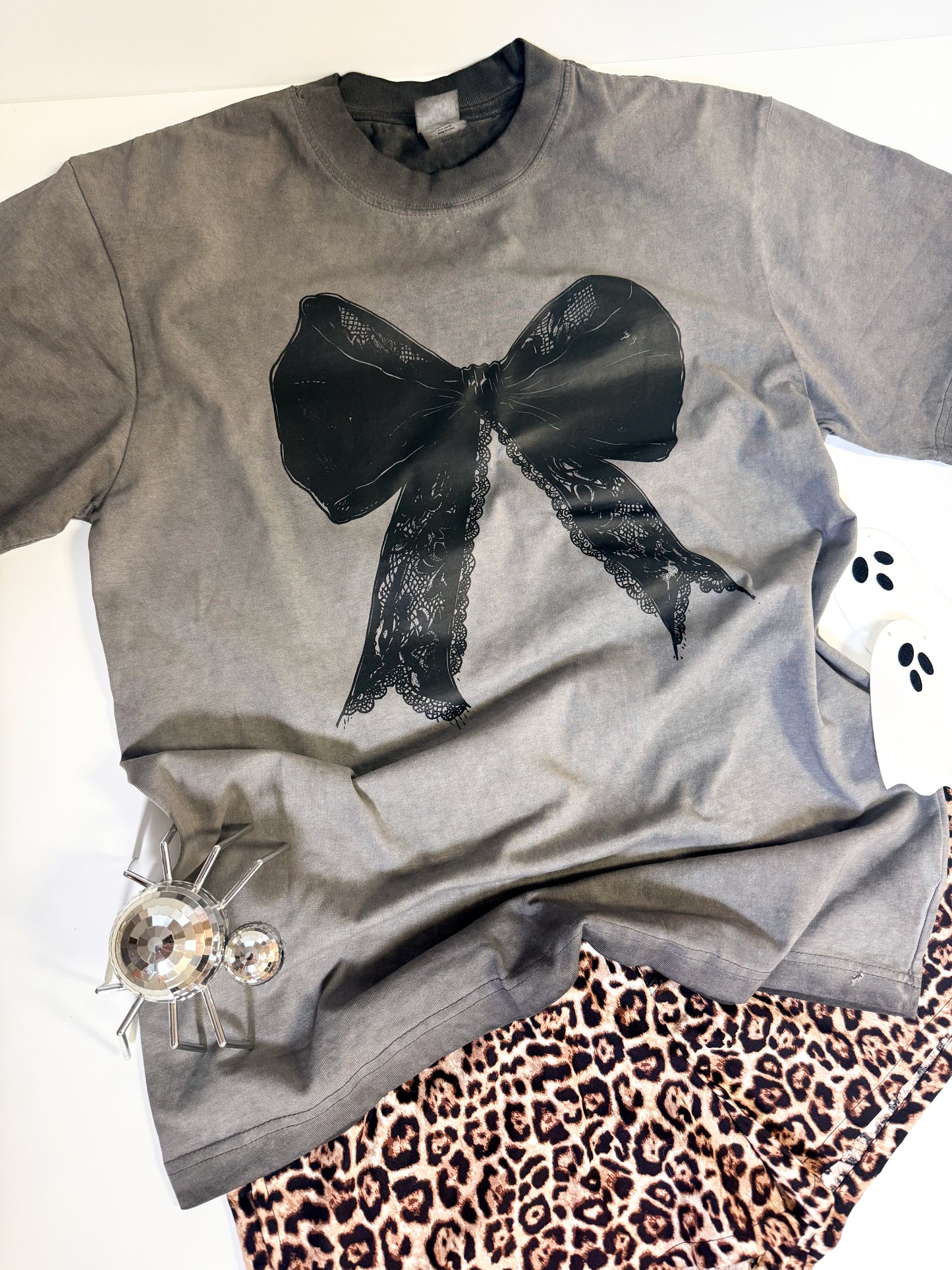 Lace Bow Oil Wash Tee
