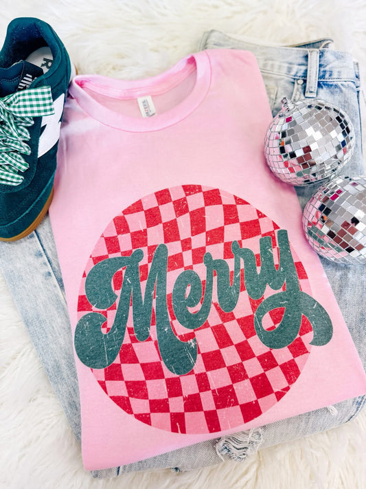Merry Checkered Tee