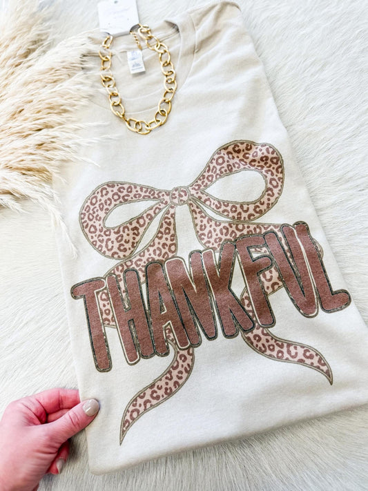 Thankful Cheetah Bow Tee