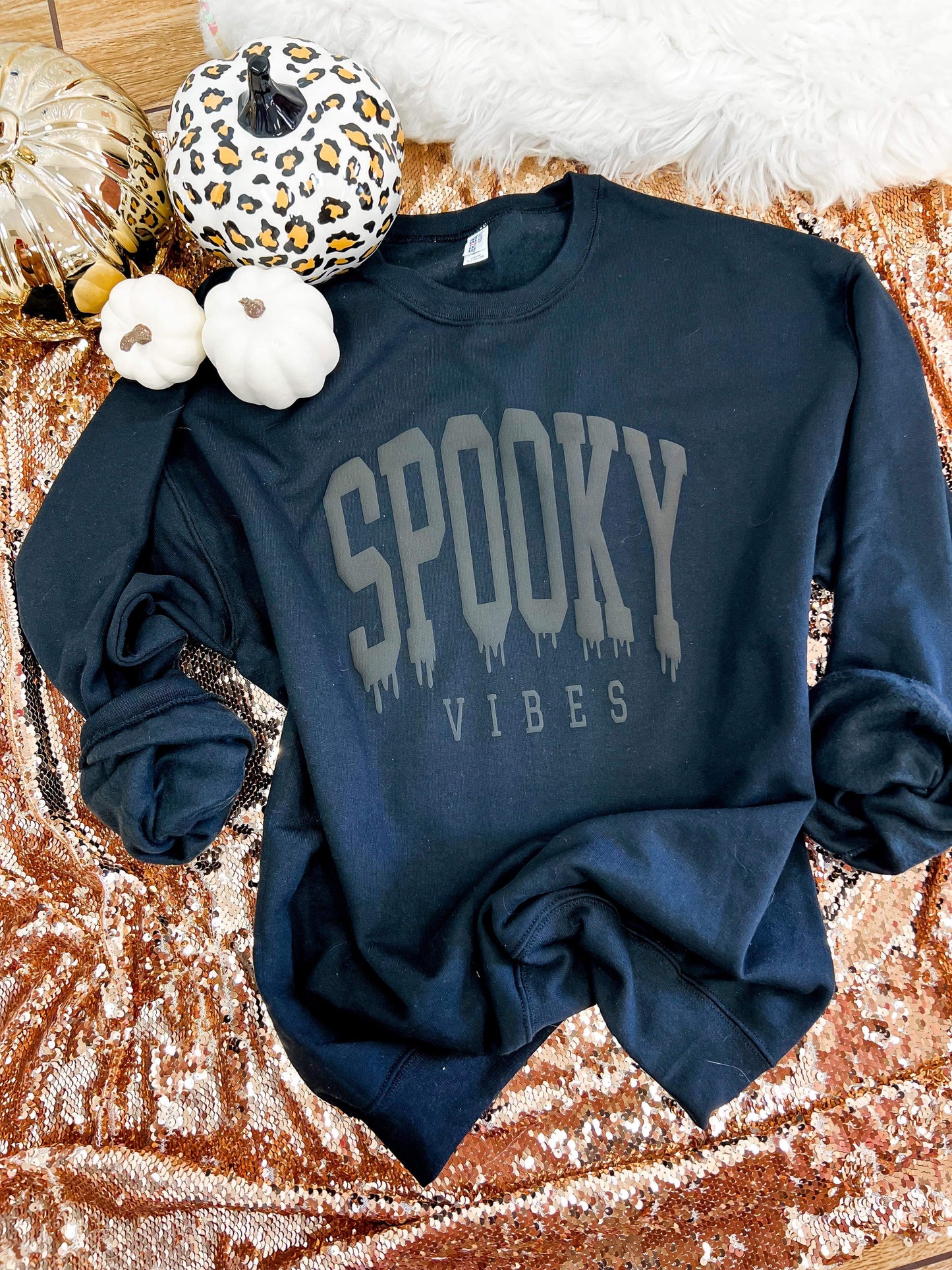 Spooky Puff Print Crewneck Sweatshirt