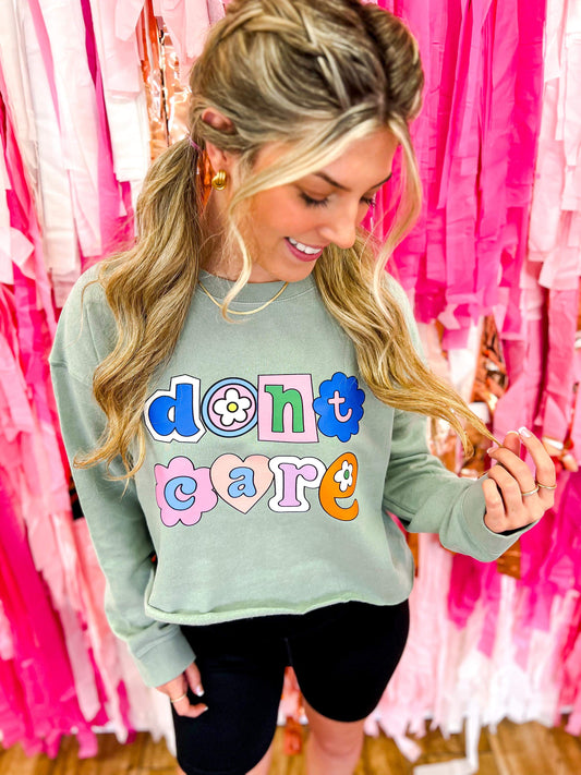 Don’t Care Cropped Sweatshirt