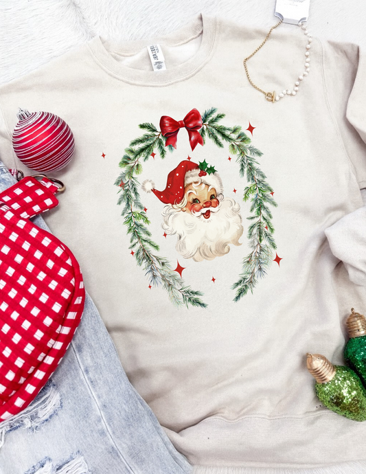 Santa Wreath Christmas Sweatshirt