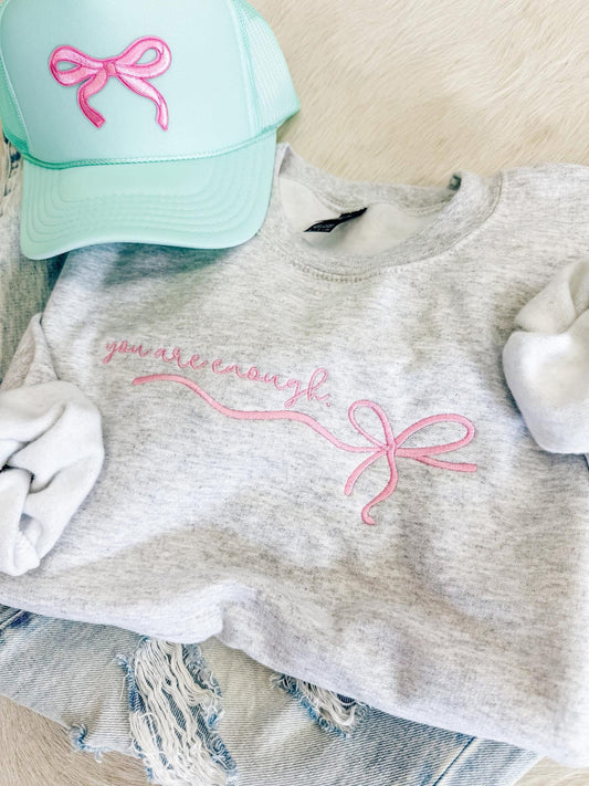 Simple Bow Embroidered Sweatshirt
