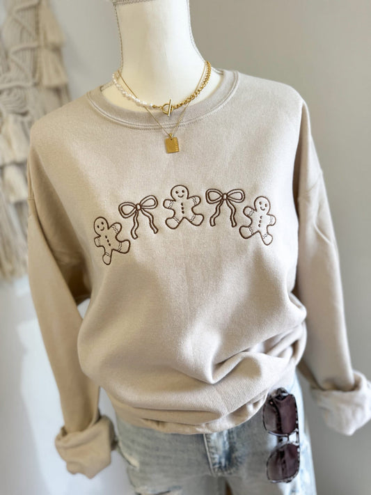 Gingerbread Embroidered Sweatshirt
