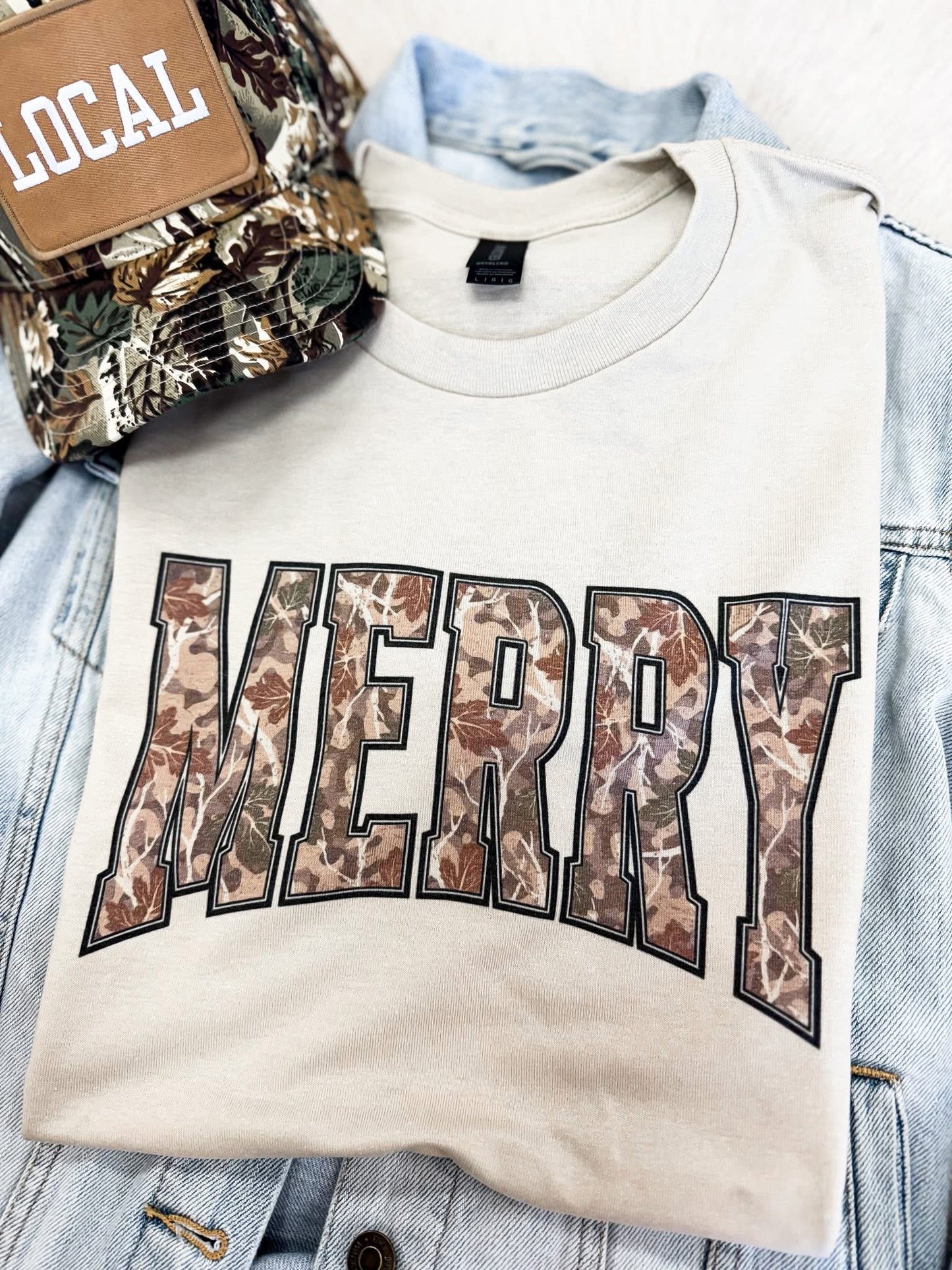 Merry Camo Font Tee