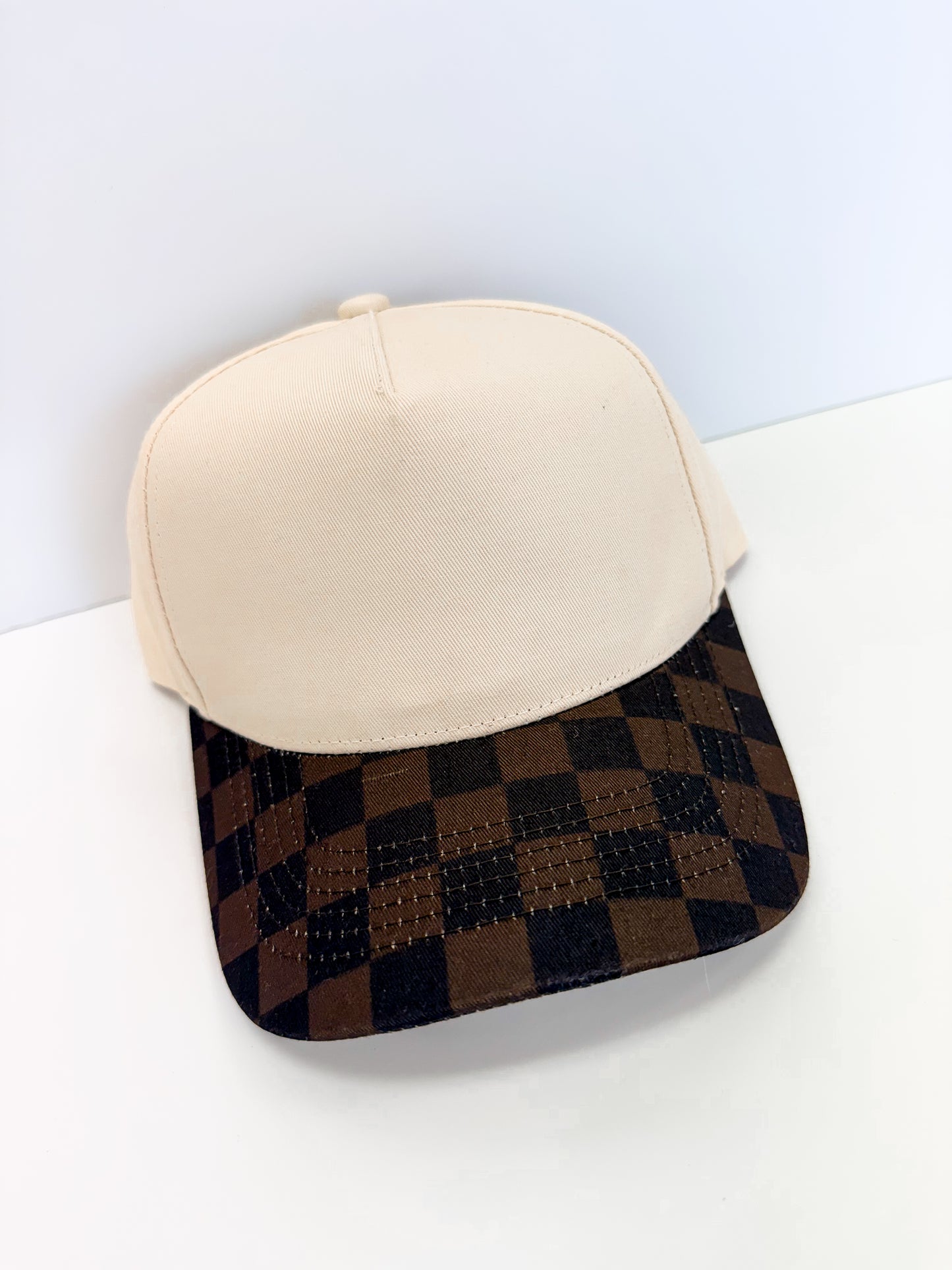 The Brown Checkered Trucker Hat