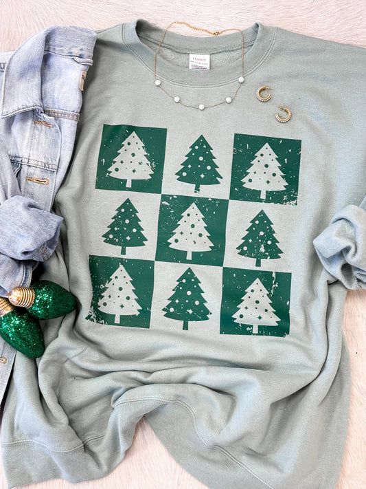 Checkered Christmas Tree Sweatshirt
