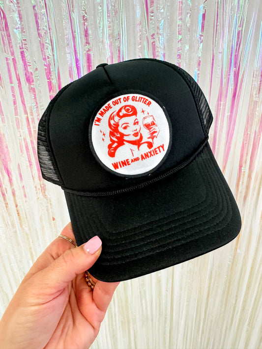 Made of Glitter, Wine & Anxiety Trucker Hat