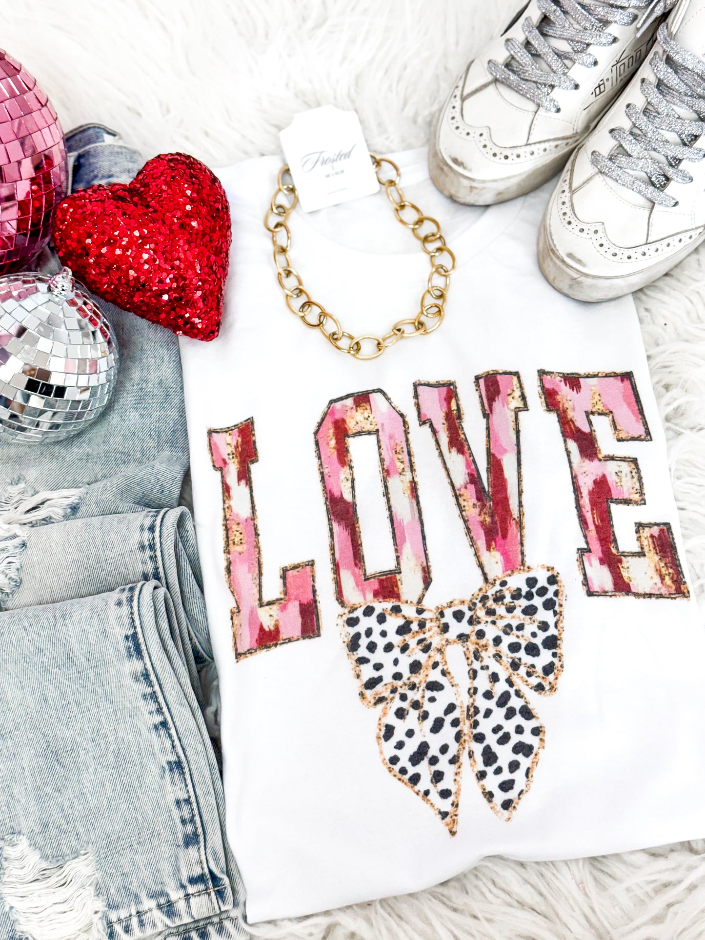 Love Tee with Spotted Bow