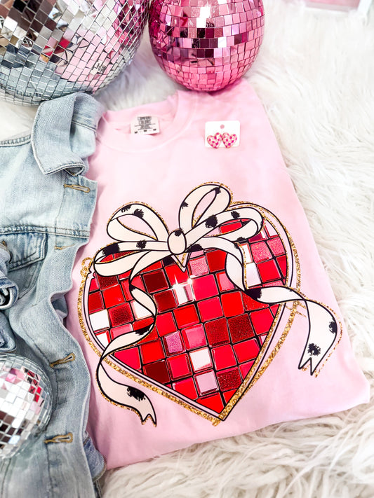 DIsco Heart Tee with Bow