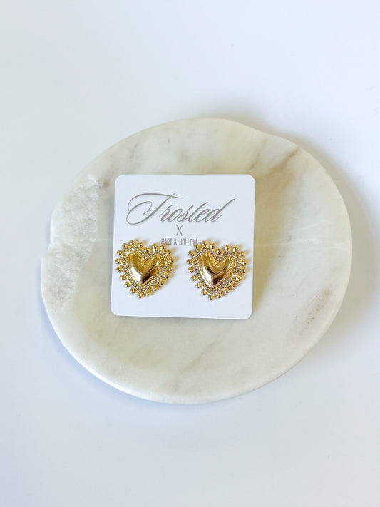 Golden Heart Stud Earrings