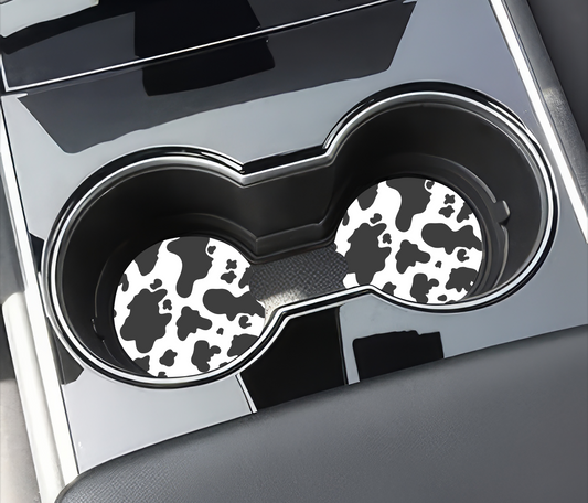 Cow Print Car Coasters