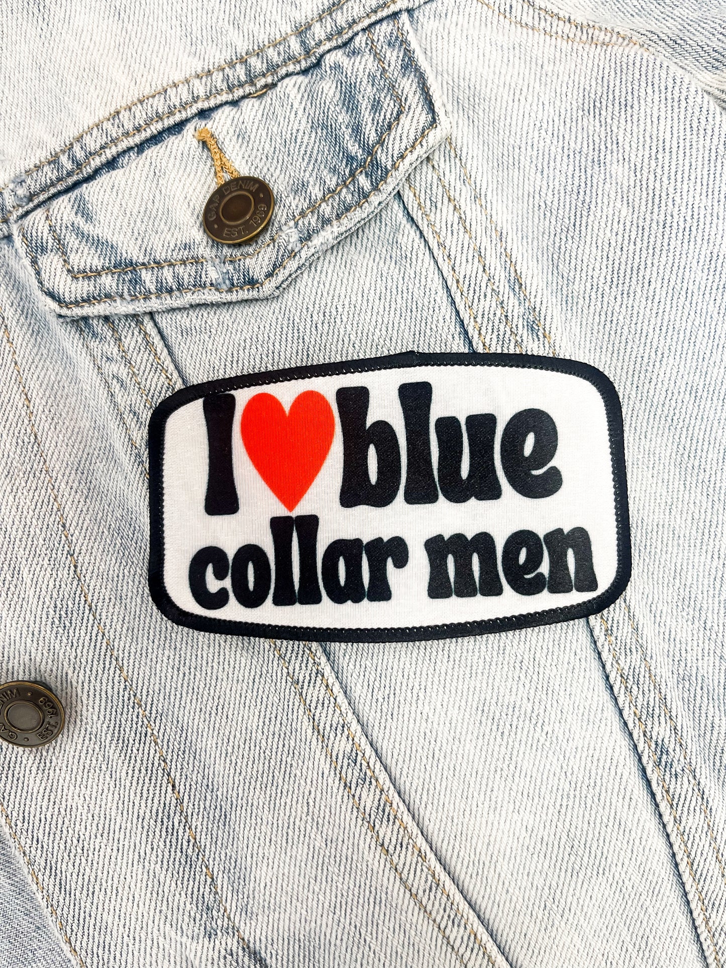 I Love Blue Collar Men Patch