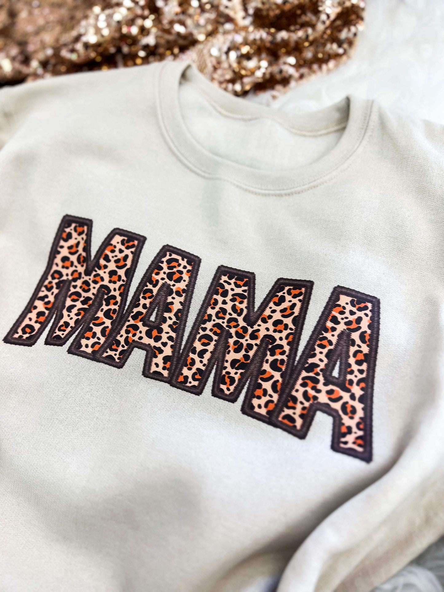 Mama Faux Embroidery Crewneck Sweatshirt