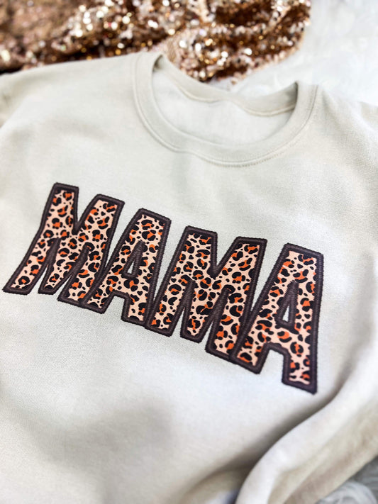 Mama Faux Embroidery Crewneck Sweatshirt